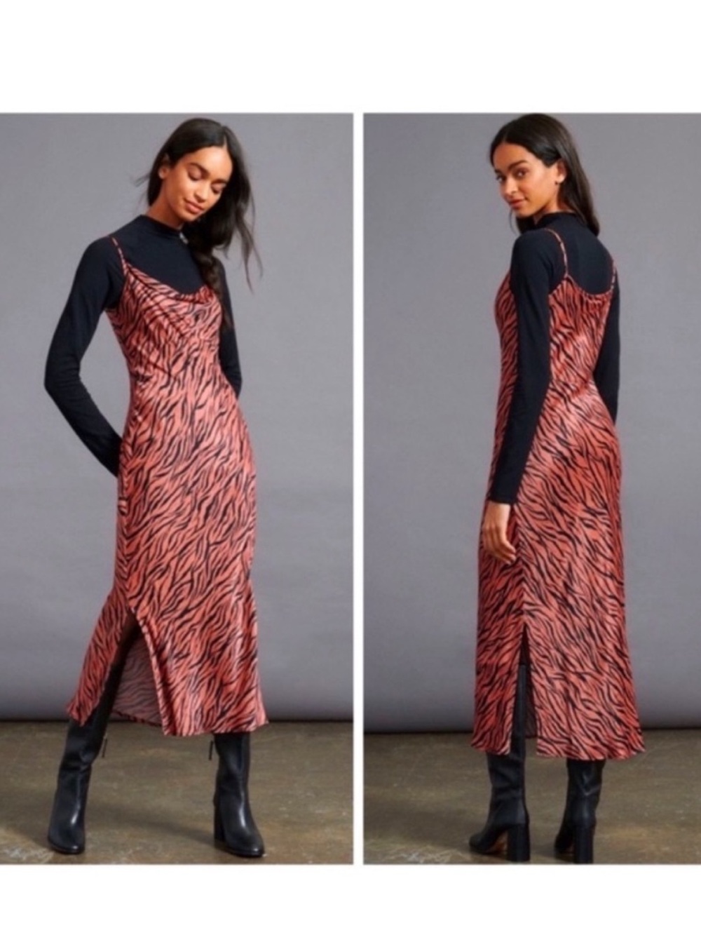 Anthropologie Elyse Zebra Slip Dress size Small
